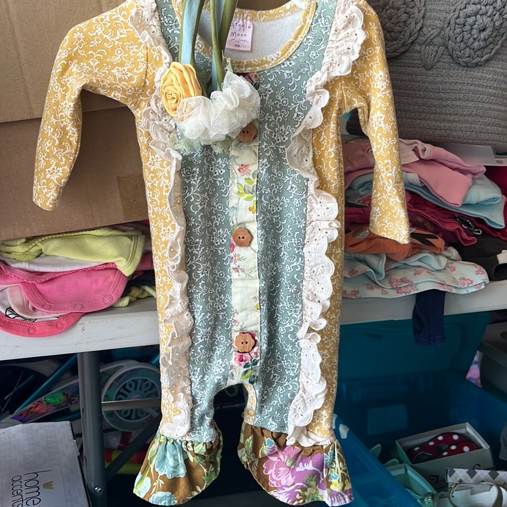 Giggle Moon outfit with matching headband. Size 9 months.